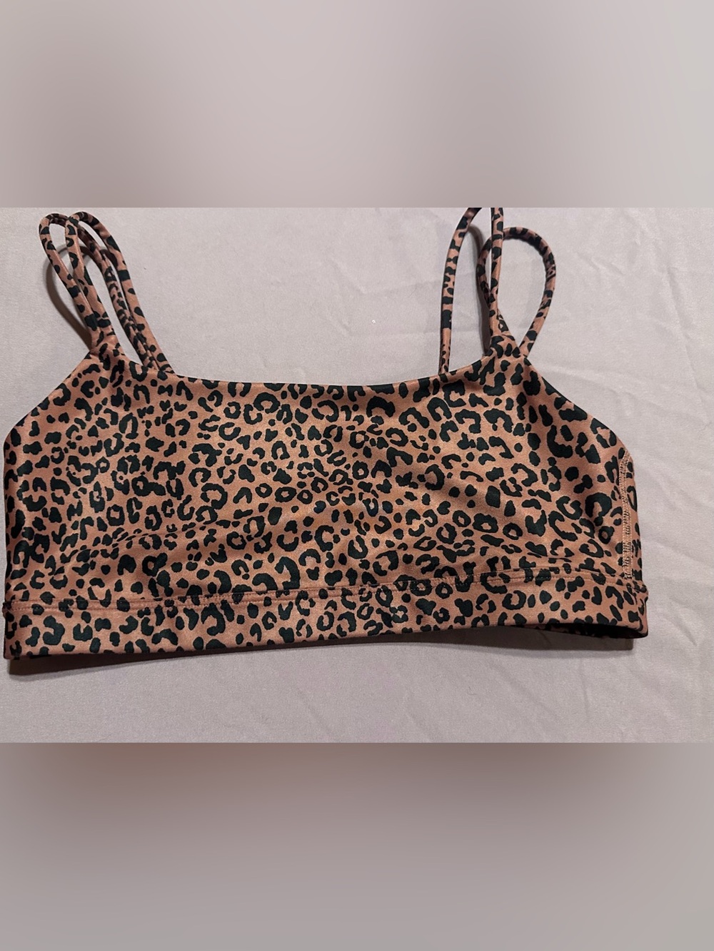 Gap Fit Leopard Print Sports Bra - Dusty Pink/Black, Small
